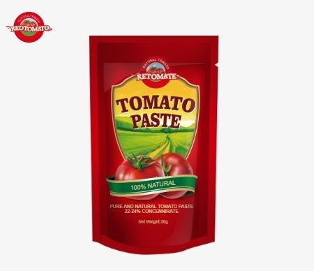 50g Stand-Up Sachet Tomato Paste đáp ứng tiêu chuẩn ISO HACCP và BRC đảm bảo tuân thủ giá nhà máy