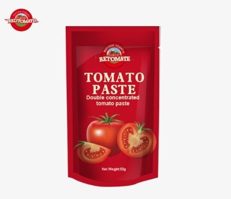 50g Stand-up sachet of Tomato Paste tuân thủ tiêu chuẩn ISO HACCP và BRC đảm bảo tuân thủ giá nhà máy