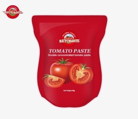 Túi đứng có chứa 56g bột cà chua nồng độ gấp đôi với độ tinh khiết từ 28% đến 100%