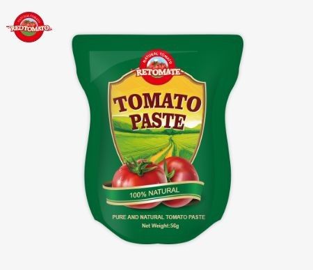 Nhập xưởng bán buôn Stand-Up Sachet Tomato Paste có sẵn trong kích thước 56g cung cấp một sản phẩm tinh khiết mà không có bất kỳ phụ gia
