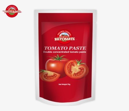 Các túi bột cà chua cao cấp trong thiết kế phẳng và đứng thẳng, nồng độ gấp đôi mỗi cân 70g