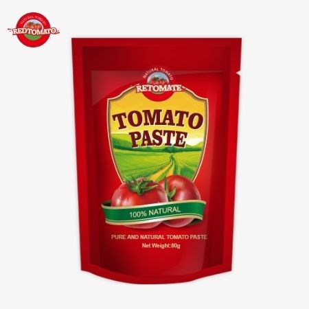 80g Bột cà chua nồng độ gấp đôi đóng gói trong túi đứng với mức độ tinh khiết từ 30% đến 100%