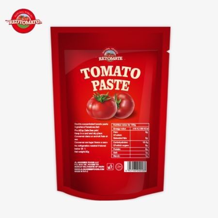 Một túi đứng 80g chứa bột cà chua nồng độ cao gấp đôi với mức độ tinh khiết từ 30% đến 100%