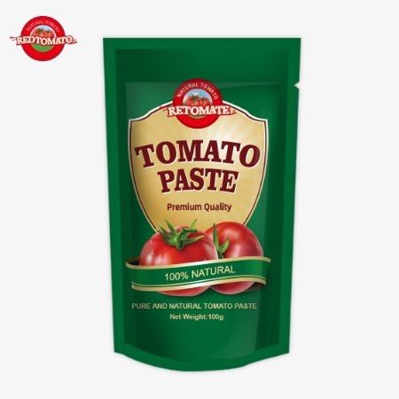 OEM Stand Up Sachet Of 100g Double Concentrated Tomato Paste với độ tinh khiết dao động từ 30% đến 100%