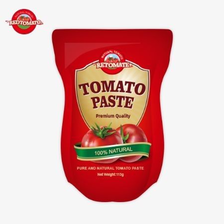 Nhà máy bột cà chua sản xuất 113g túi đứng theo tiêu chuẩn sản xuất ISO HACCP BRC và FDA