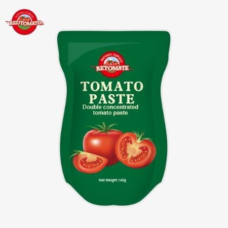 140g Stand-up sachet của paste cà chua chua ngọt, có sẵn trong 30% đến 100% độ tinh khiết
