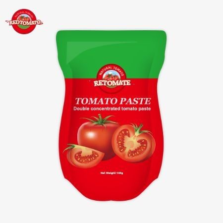140g Stand-up sachet của paste cà chua chua ngọt, có sẵn trong 22% đến 30% độ tinh khiết