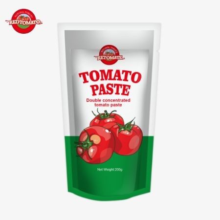 200g Stand-up sachet của tomato paste đáp ứng tiêu chuẩn ISO HACCP và BRC đảm bảo tuân thủ giá nhà máy