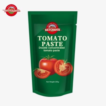 200g Stand-up sachet của cà chua paste đáp ứng tiêu chuẩn ISO HACCP và BRC đảm bảo tuân thủ với giá nhà máy