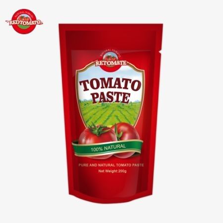200g Stand-up sachet của cà chua paste đáp ứng tiêu chuẩn ISO HACCP và BRC đảm bảo tuân thủ với giá nhà máy