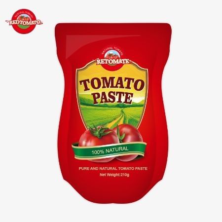 210g In Stand Up Sachet Tomato Paste được sản xuất theo tiêu chuẩn sản xuất ISO HACCP BRC và FDA