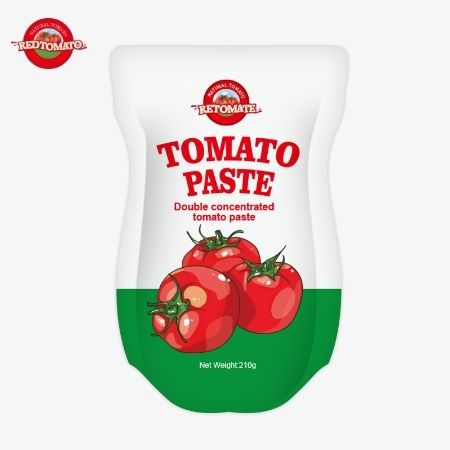 Các 210g Stand-up Sachet cà chua paste đáp ứng ISO HACCP BRC và FDA tiêu chuẩn sản xuất