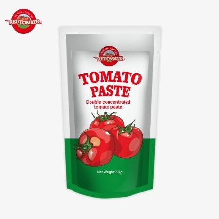 ISO Pouch Tomato Paste 227g, Double Concentrated Tomato Paste với mức độ tinh khiết từ 30% đến 100%
