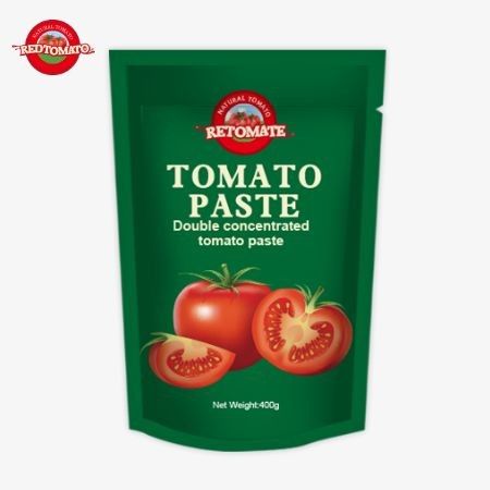 400g Stand-Up Sachet Tomato Paste thuận tiện và ngon với mức độ tinh khiết từ 30% đến 100%