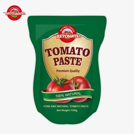 1100g Stand-up sachet of Tomato Paste tuân thủ các tiêu chuẩn ISO HACCP và BRC đảm bảo tuân thủ giá nhà máy