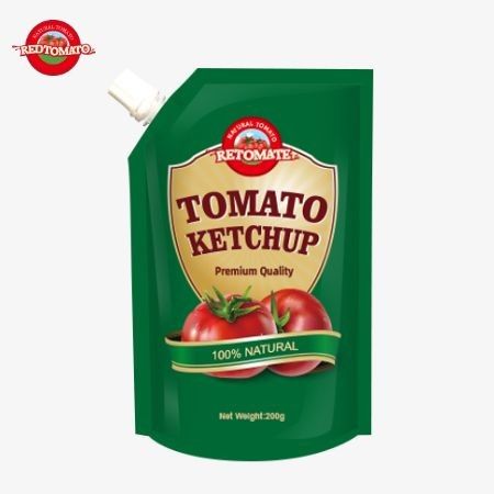 Chúng tôi sản xuất 200g túi ketchup phù hợp với các tiêu chuẩn quốc tế và được cung cấp ở giá nhà máy