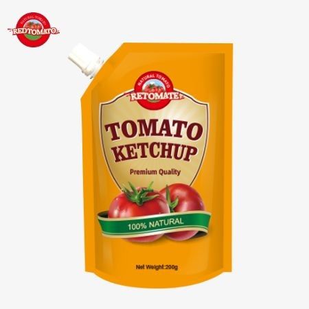 Chúng tôi sản xuất 200g túi ketchup tuân thủ các tiêu chuẩn quốc tế và được cung cấp ở giá nhà máy
