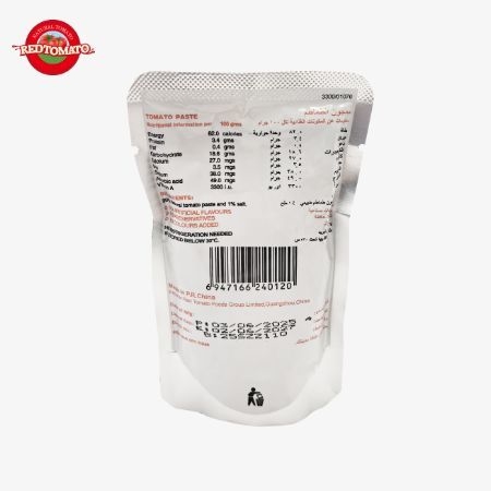 Gói 70g Sốt cà chua cô đặc dạng đứng, độ Brix 22–24%, cung cấp thiết kế thương hiệu và bao bì