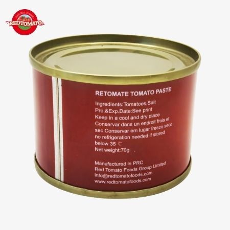 Retomate 70g Sốt cà chua cô đặc với Brix 28–30% Có sẵn dưới Nhãn hiệu riêng Cũng đi kèm với Dịch vụ Thiết kế Thương hiệu và Bao bì đầy đủ