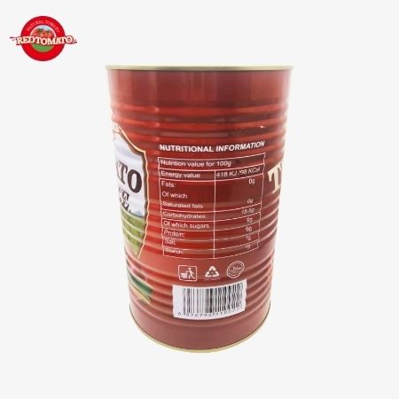 Sốt cà chua cô đặc Retomate 4500g (Brix 28–30%) có sẵn dưới thương hiệu của chúng tôi với đầy đủ dịch vụ thiết kế thương hiệu và bao bì
