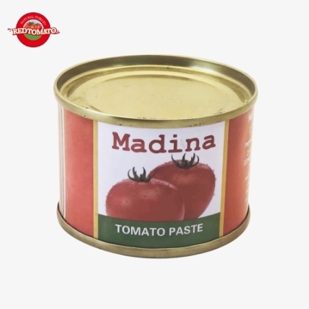 Madina 70g Sốt cà chua cô đặc với Brix 28–30% Cung cấp Thương hiệu và Thiết kế bao bì