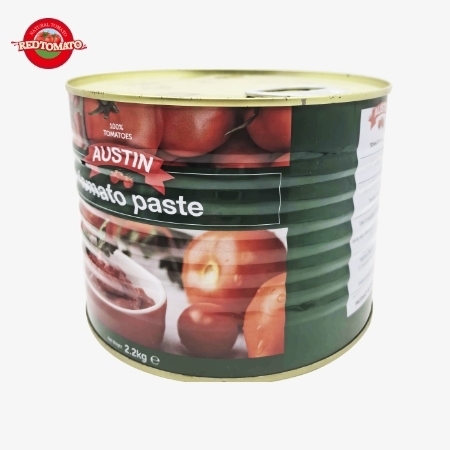 Cà chua cô đặc AUSTIN 2200g đóng hộp với độ Brix 28–30% có sẵn dưới nhãn hiệu của chúng tôi và với dịch vụ thiết kế bao bì và thương hiệu đầy đủ