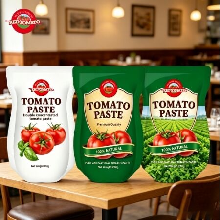 210g Stand-Up Sachet Tomato Paste với nồng độ ba lần đáp ứng tiêu chuẩn ISO HACCP BRC và FDA