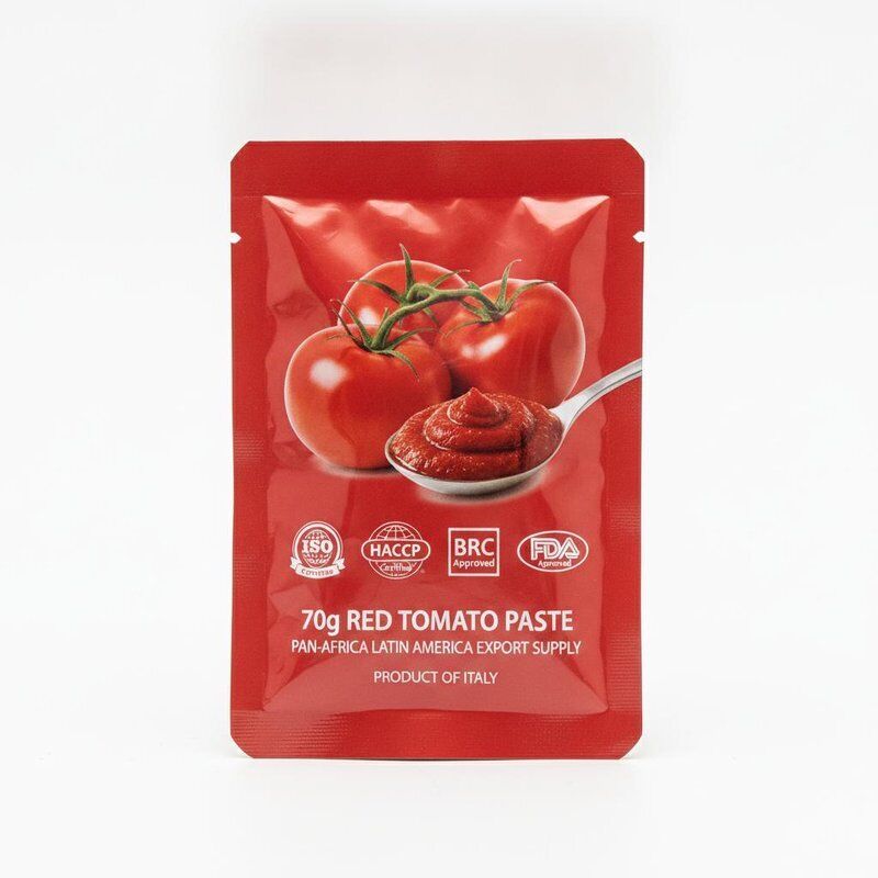 70g ISO HACCP BRC FDA Chứng nhận cà chua đỏ bột túi Pan-Africa Mỹ Latinh xuất khẩu cung cấp