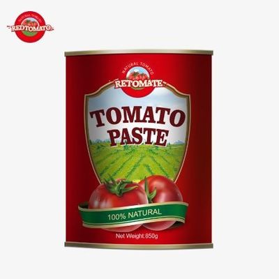 Được chế tạo tỉ mỉ ở Trung Quốc chất lượng cao của chúng tôi là 850g cà chua đóng hộp có nồng độ Brix 28/30%