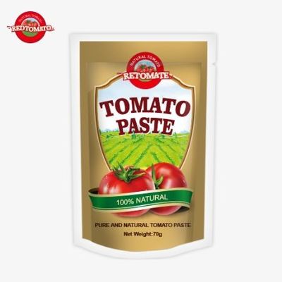 Chất lượng tốt tùy chỉnh nồng độ gấp đôi phẳng và đứng lên Oganic Sachet Tomato Paste 70g