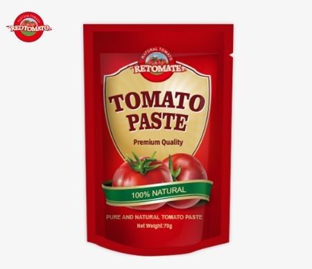 Các túi bột cà chua cao cấp nồng độ gấp đôi, có sẵn trong cả hai thiết kế phẳng và đứng mỗi cân nặng 70g