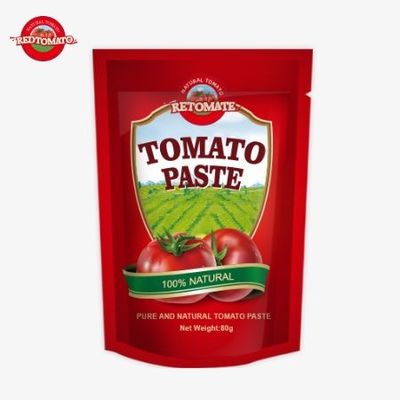 80g Bột cà chua nồng độ gấp đôi đóng gói trong túi đứng với mức độ tinh khiết khác nhau từ 30% đến 100%