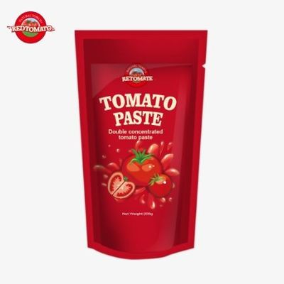 200g Stand-Up Sachet of Tomato Paste tuân thủ tiêu chuẩn ISO HACCP và BRC, đảm bảo tuân thủ giá nhà máy
