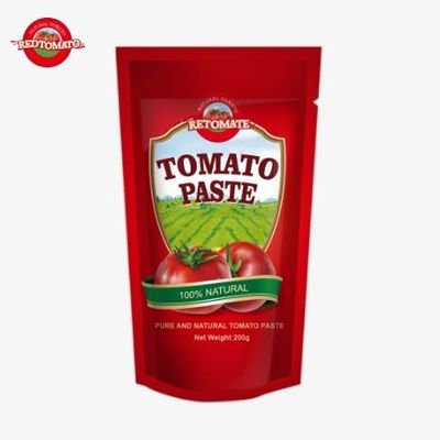 200g Stand-up sachet của cà chua paste đáp ứng tiêu chuẩn ISO HACCP và BRC đảm bảo tuân thủ với giá nhà máy