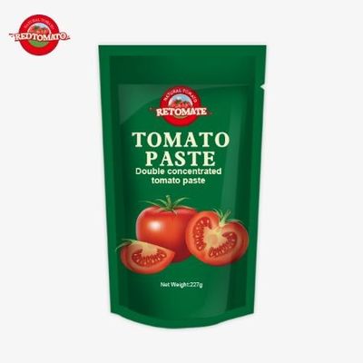 ISO Pouch Tomato Paste 227g Double Concentrated Tomato Paste với độ tinh khiết từ 30% đến 100%