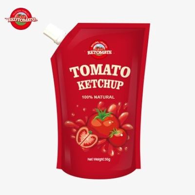 ISO-Chứng nhận 56g Sachet Ketchup hương vị tự nhiên tinh khiết đáp ứng tiêu chuẩn sản xuất quốc tế