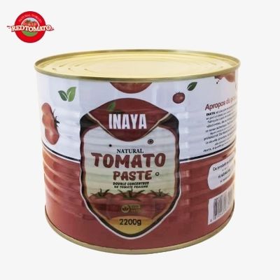 INAYA 2200g Sốt cà chua cô đặc đóng hộp với nắp cứng, cô đặc đến Brix 28–30% Có sẵn với Dịch vụ Thiết kế Bao bì.